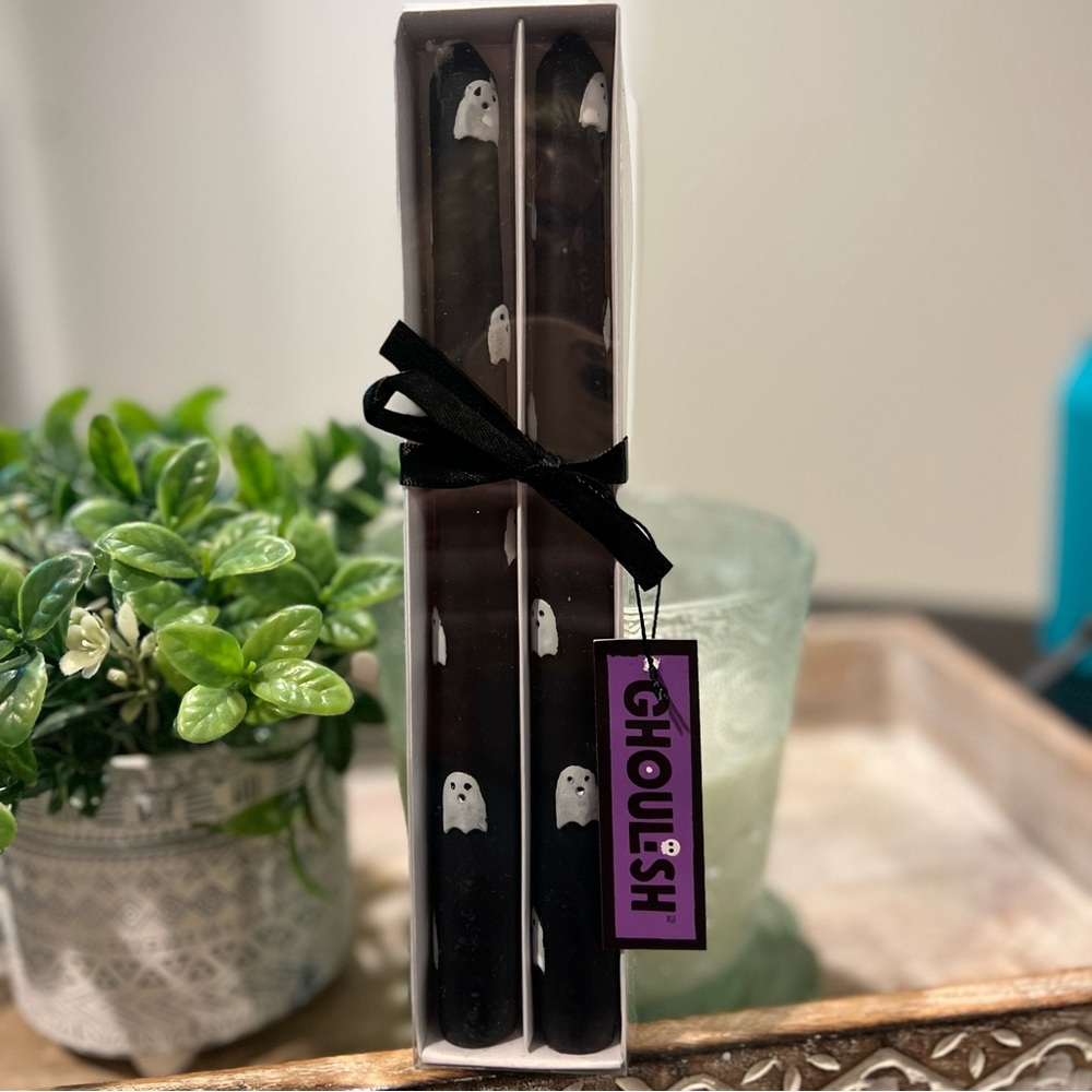 👻Boo Ghost Black Taper Candles NEW - viral TikTok ghosts